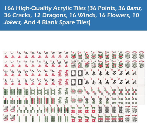 Juego De Gustaria De Azulejos Mahjong Americanos, 166 De Con