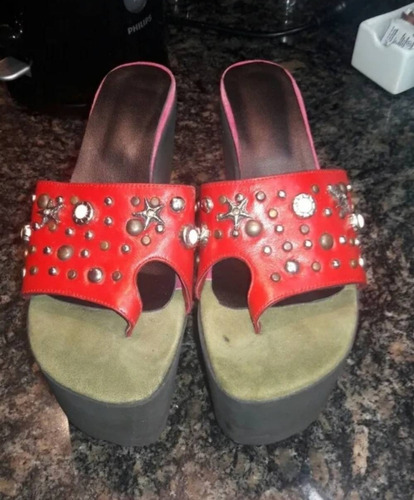 Sandalias Con Diseño Rojas Talle 37 