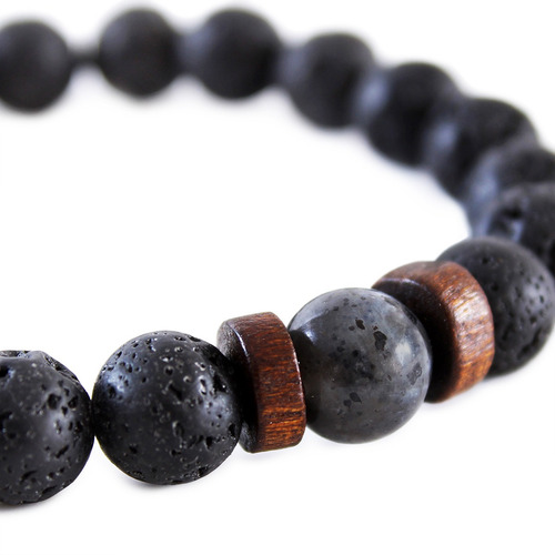 Imagen 5 de 10 de Pulsera Piedra Volcánica Energías