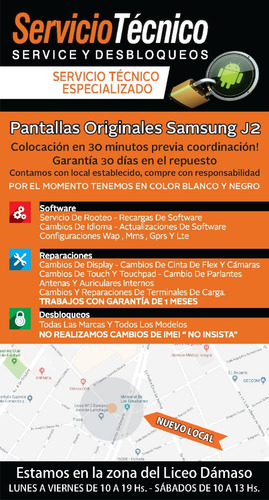 Pantalla Samsung J2 Colocación Sin Costo + Vidrio De Regalo