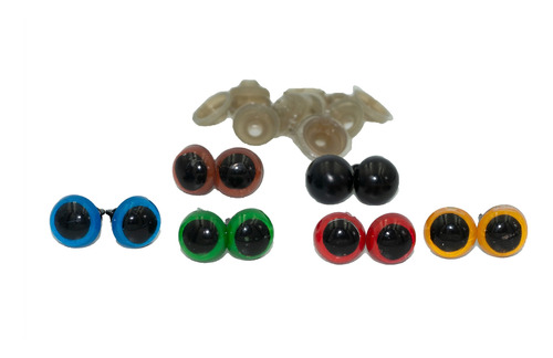 12 Ojos De Seguridad 8mm 6 Colores Amigurumis (6 Pares)