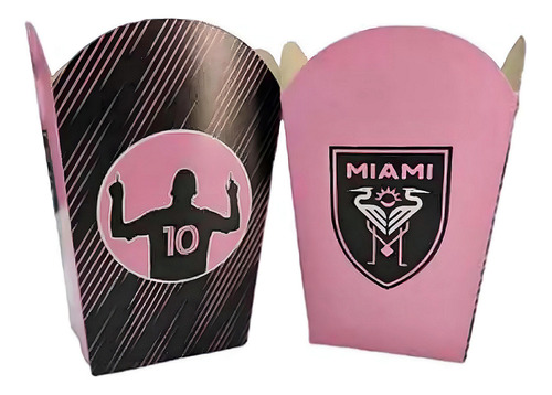 Cajita Pochoclera/golosinera Inter Miami X10u - Cotillón Waf Color Rosa