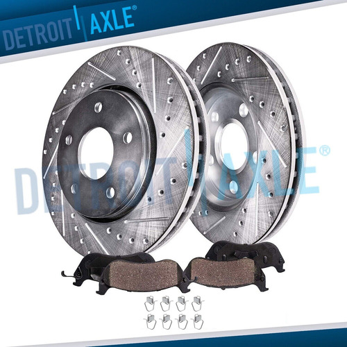 Front Drilled & Slotted Rotors + Brake Pads For Dodge Ra Ddh