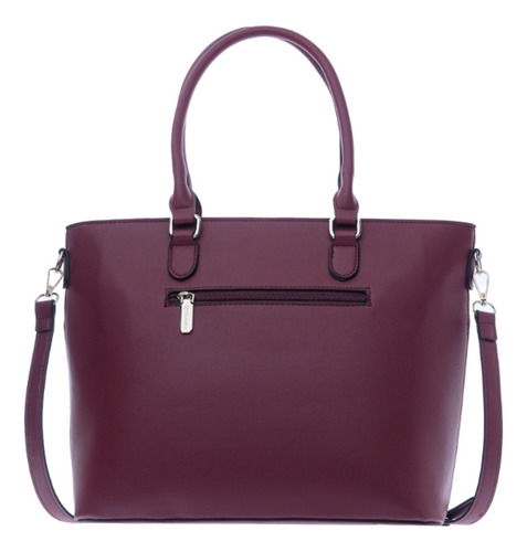 Bolsa Tote De Mujer Grande Compartimientos Amplios 88519 Violeta Oscuro Lisa Oro