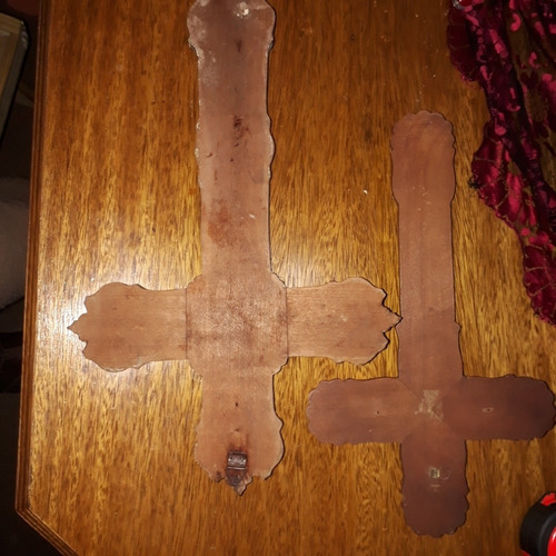 Imagen 6 de 7 de Cruz Antigua C/cristo Madera/bronce. Lote X 2