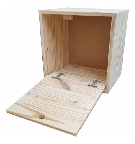 Imagen 2 de 2 de Cubo Estante Madera Flotante Con Puerta 40x40x40 Mundo Pino