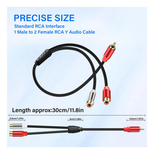 Cable Divisor De Audio Jsadzkj Rca A 2 Rca Y, 1 Rca Macho A