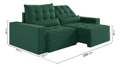 Sofá Retrátil E Reclinável 3 Lugares 220cm Embaúba Hc