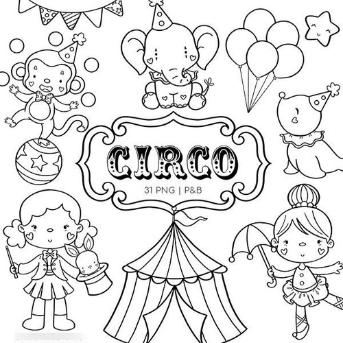 Kit Imagenes Png Cliparts Circo Nena Niña Rosa Colorear Ni23