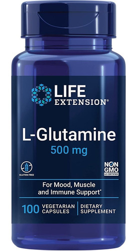 L Glutamina Importada Life Extension Imunidade 100 Cápsulas
