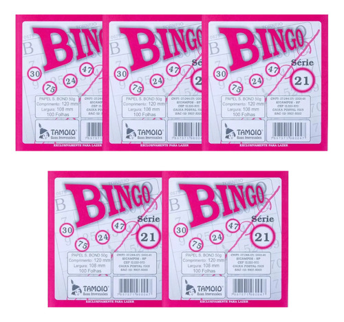 Bloco De Bingo Jornal Rosa 100f C/05un
