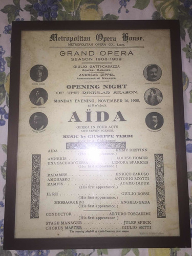 Antiguo Cuadro De Musica Opera Aida 1969