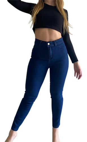 Jean Dama Chupin Mujer Pantalon Azul Oscuro Elastizado Lindo