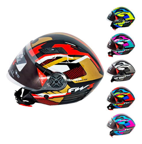 Capacete Feminino Aberto X Open Up Fox Fw3 Óculos Interno