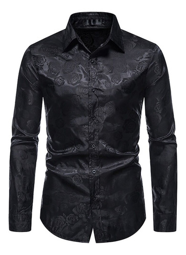 Camisa Elegante Casuales Para Hombre Top Estampado De Rosas