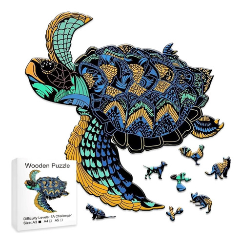Rompecabeza Tortuga 215 Piezas Madera Puzzles Dificultad 5a