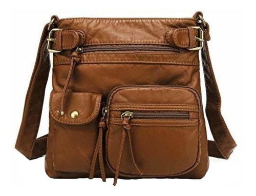 Cartera bandolera Scarleton H1833 Small diseño lisa de cuero sintético  brown con correa de hombro marrón