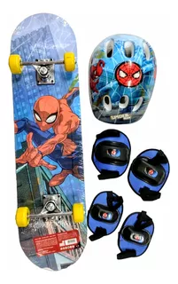 Set Skate Patineta Spiderman C/ Casco Y Proteccion Con Bolso