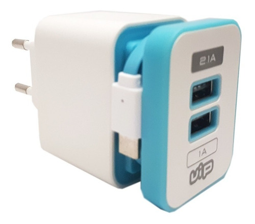 Cargador Vip Pared Retráctil 2 Usb + Cable Micro Usb Febo