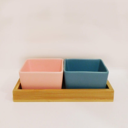 Copetinero Dip Bowl Recipiente Bambu Servir Ceramica 