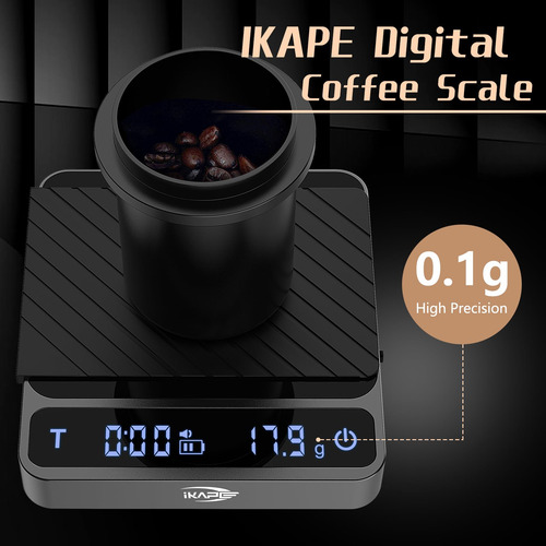 Báscula De Café Ikape Digital Alta Precisión Modelo Recargab Negro (black Pro) 0 Mg