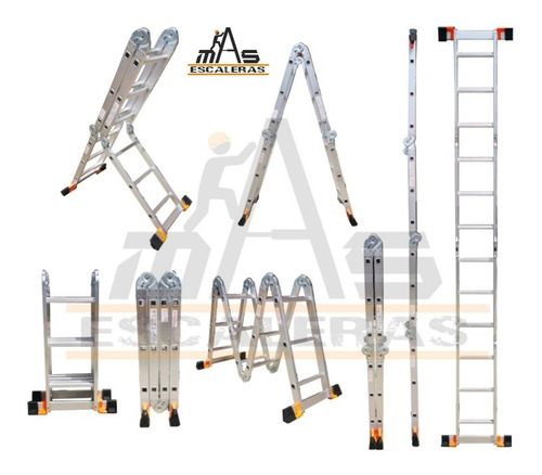 Escalera Multifuncional De 12 Pasos En Aluminio