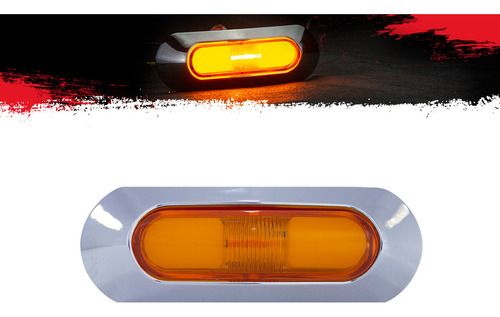 1 Plafón Lateral Ovalado Con Luz Ámbar 12-24 Volts Tunelight