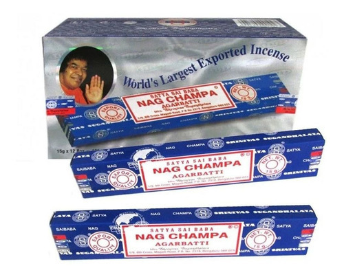 Incienso Satya Sai Baba Nag Champa Agarbatti, 6 cajas de 15 g