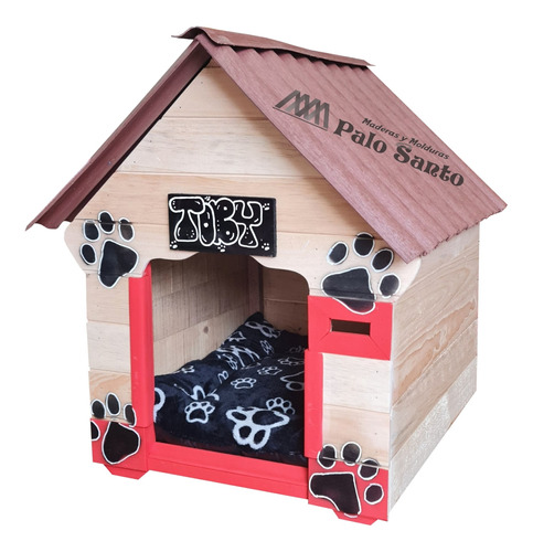 Casas Para Perros 60cm X 50cm Techo En Teja Plástica +nombre