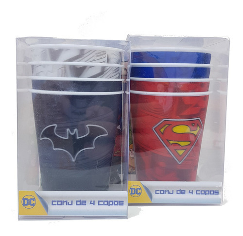 Kit Com 8 Copos 400 Ml Batman E Superman 3d Ilustração 3d Cor Colorido