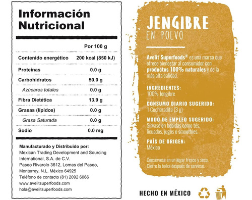 Avelit Superfoods Jengibre En Polvo 200g