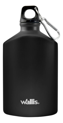 Botella Cantimplora Plana 500ml Aluminio Negro Wallis