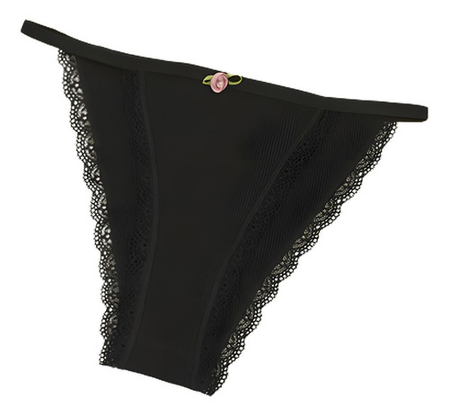 A* K- Tanga S For Mujer, Color Liso, Con Ribetes De Encaje,