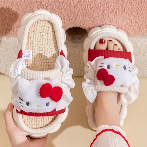 Zapatillas Antideslizantes De Algodón Y Lino Para El Hogar C