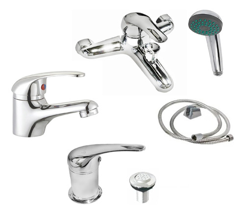 Combo Juego Monocomando Lavatorio Bidet Ducha  