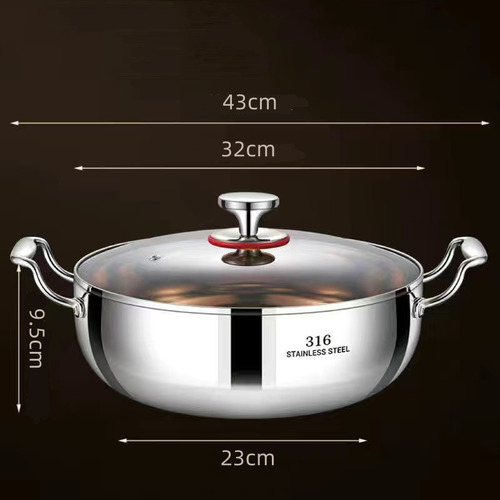 Olla De Sopa C Con Tapa De Vidrio De Acero Inoxidable Ho 000