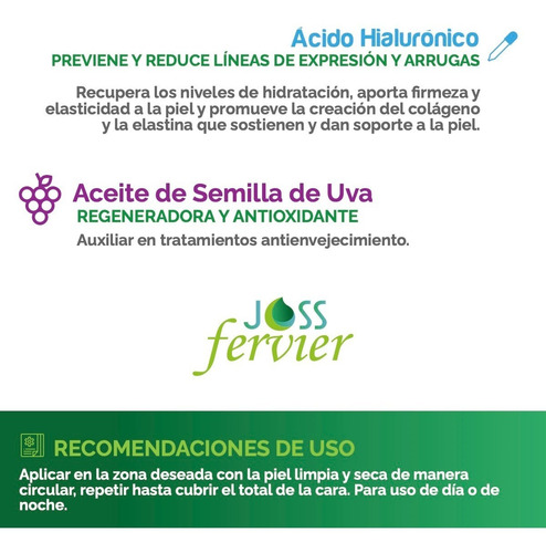 Imagen 4 de 5 de Crema Ácido Hialurónico Antioxidante Joss Fervier