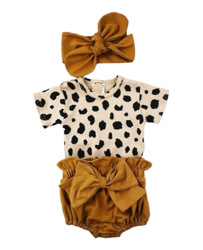 Conjunto De Bebe Niña Animal Print Short Ropa De Bebe 3 Pzas