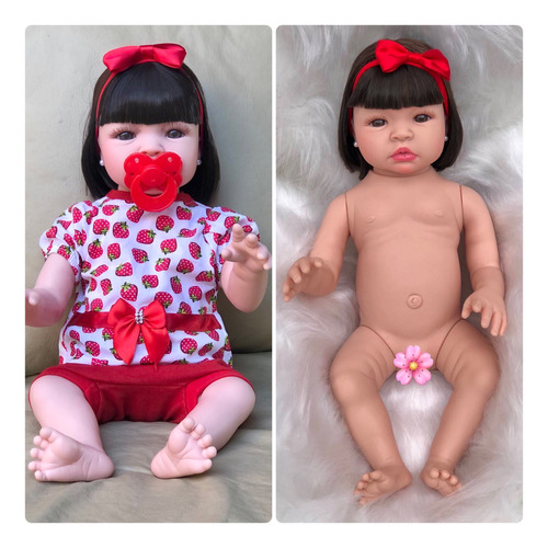 Tipo Boneca Bebê Reborn 100% Silicone + Roupinha