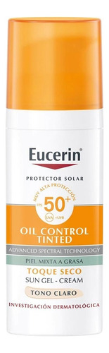 Eucerin oil control toque seco protector solar facial sun fps 50+ tono claro 50 ml