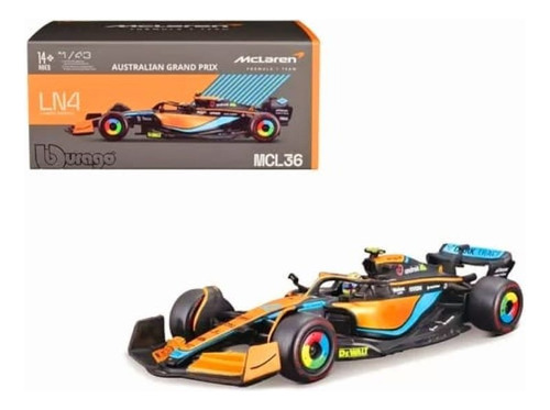 Mc Laren F1 Mcl36 #4 Norris Burago 1:43 Acrilíco