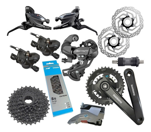 Grupo Biplato Shimano Hidráulico 8v Bicicleta Mtb 2x8