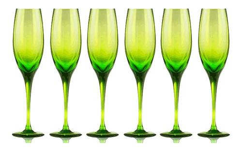Copa Cristal Champagne Blade Verde Limon X250 San Carlos X6 