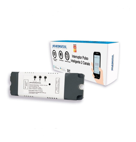 Interruptor Pulso 2 Canais Rf433 Wifi Novadigital Pnd-2c-rf