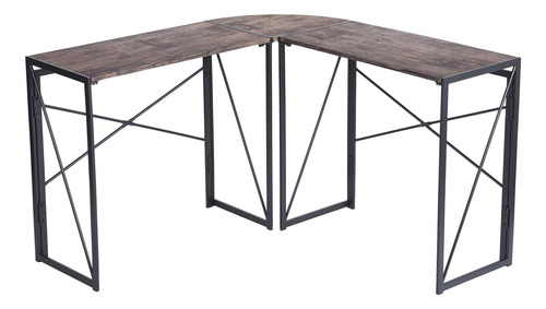 Furniturer Mesa Plegable De Estilo Industrial En Forma De L 