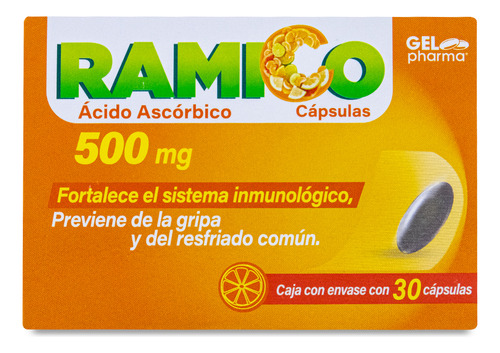 Ramico Acido Ascorbico 30 Caps 500 Mg, Gelpharma