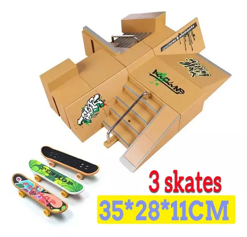 Pista Skate De Dedo Ramp Stair Iron Wood Com 3 Skates