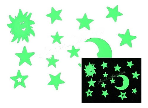 Estrellas Y Sol Fluorescentes X 11 Unid Importadas