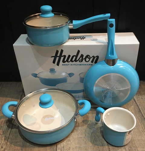 Set De Ollas Sarten Hudson Jarro 11cm Cerámica Antiadherente