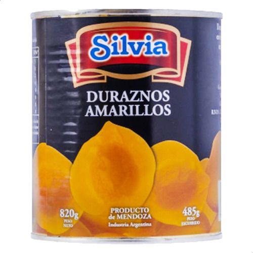 Duraznos Silvia Mitades Almíbar En Lata Sin Tacc 820 g
